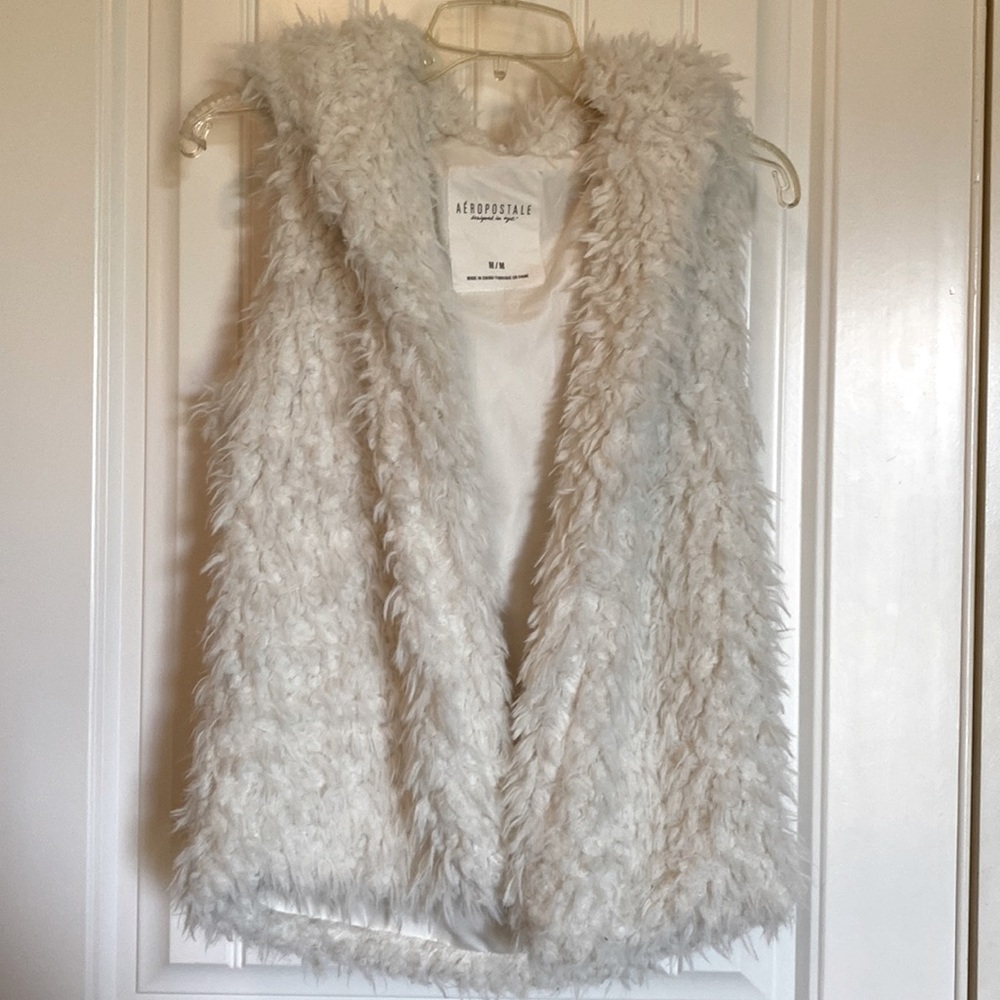 Hooded fake fur vest